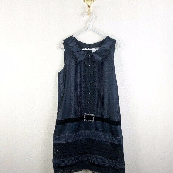 ANNA SUI Belted Mini Shirt Dress Black - Picture 2 of 2